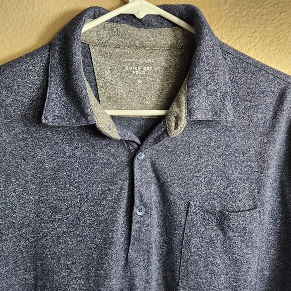 Banana Republic Mens |M| Navy/Gray Heather Quick Dry Performance Polo - Picture 4 of 8